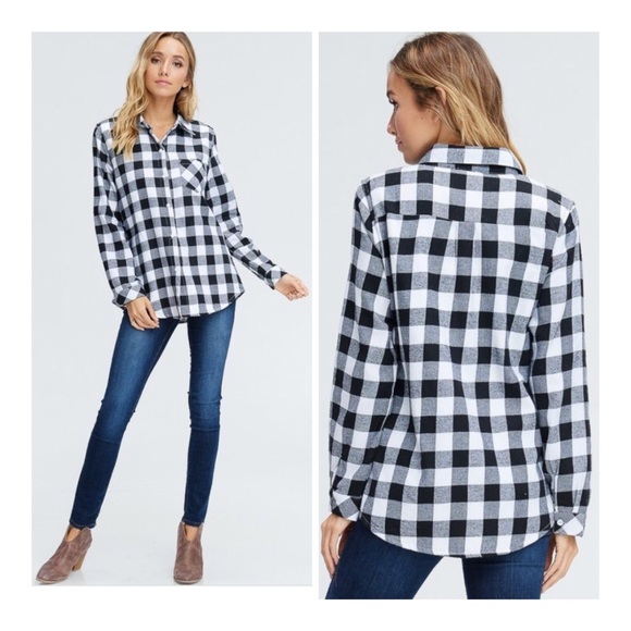 LAST ONE Sherpa Lined Plaid Flannel Top - Picture 2 of 3